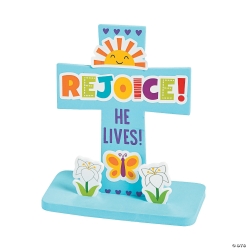 He Lives Stand-Up Cross Craft Kit-12Pk